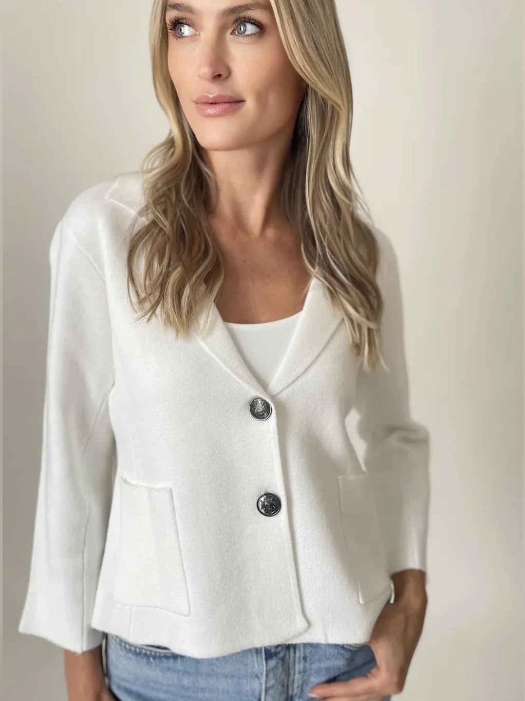 Nwt Six/Fifty Louise Blazer In White